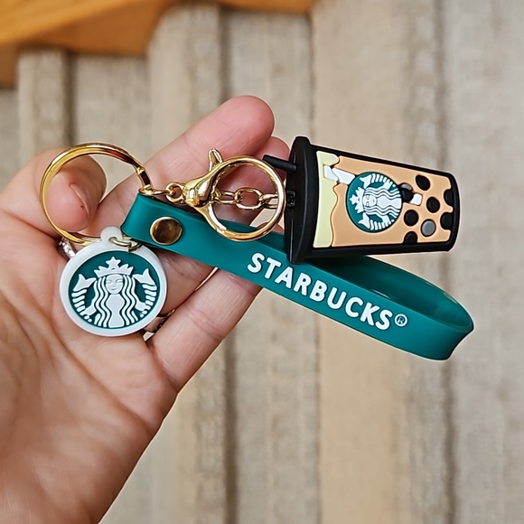 NWOT ☕️ Tumbler Coffee Keychain Bag Charm Green and Black - Picture 1 of 7